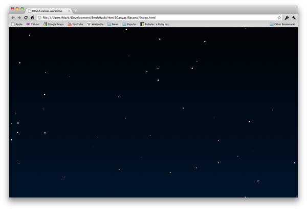 HTML5 canvas starfield